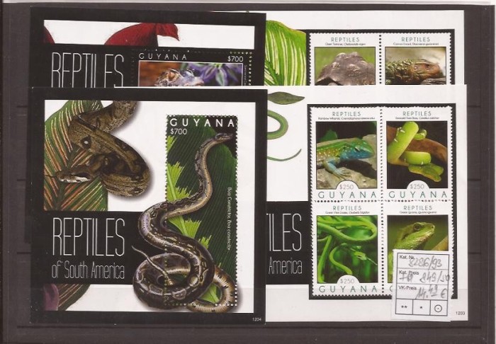 Guyana - reptilien - Michel - 8286/93+bl.849/50