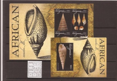 Tansania - Seashells - Michel - 4848/51+bl.649 foto