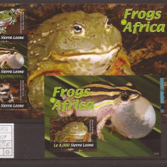 Sierra Leone - Africa Frogs - Michel 5471/4+bl.659