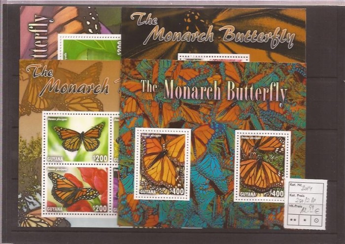 Guyana 2014 - fluturi complet serie 2x s/s + 2x bl.