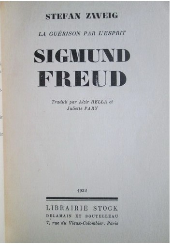 S Zweig La guerison par l&#039;esprit S. Freud Stock 1932