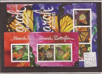 Grenada - Monarch Fluturi - 6844/9+bl.879/80 foto