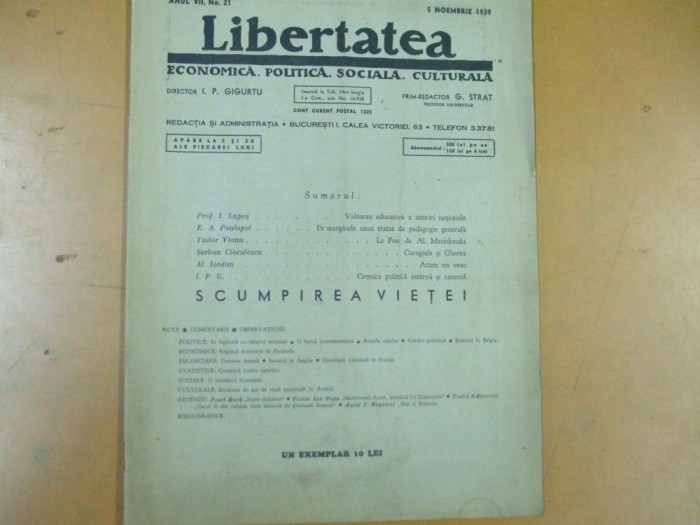 Libertatea 5 noiembrie 1939 Caragiale si Gherea Vianu Lupas Iordan Cioculescu