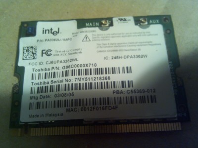 placuta wifi Toshiba Satellite M40-265 M40 &amp;amp; M45 Tecra A4 Intel WM3B2200BG foto