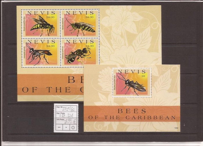 Nevis - caribbean bees - 2759/62+bl.324
