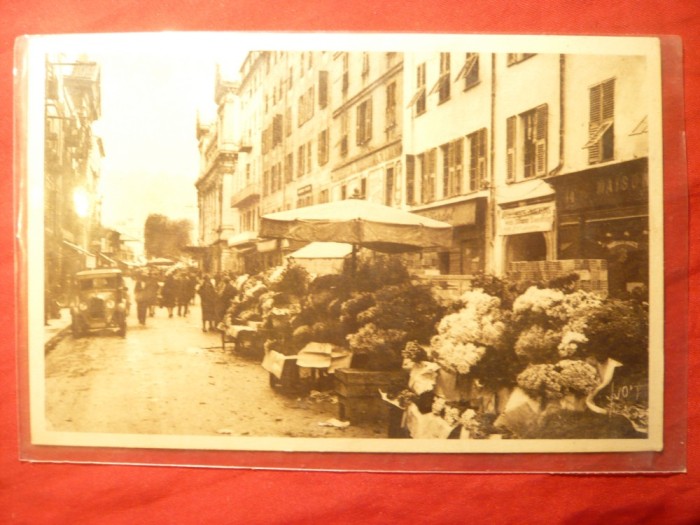 Ilustrata Nice - Piata de Flori , interbelica