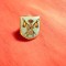 Insigna cu buton-Monograma CA , coroana , steaguri- metal si email , h=1,7 cm