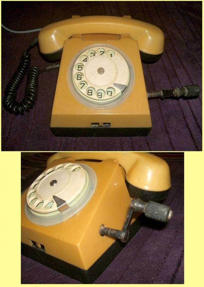 Telefon vintage romanesc tip RS-73632 cu disc si manivela din perioada ...