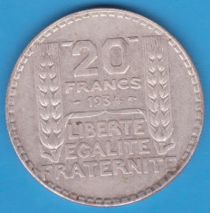 (3) MONEDA DIN ARGINT FRANTA - 20 FRANCS 1934, 20 GRAME foto