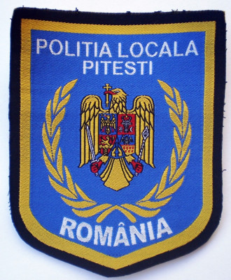5.484 ROMANIA ECUSON EMBLEMA PATCH POLITIA LOCALA PITESTI 100/82mm foto