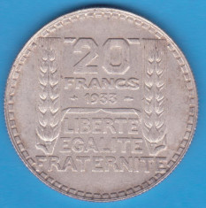 (2) MONEDA DIN ARGINT FRANTA - 20 FRANCS 1933, 20 GRAME foto