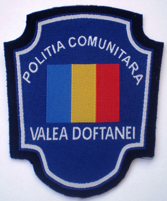 5.521 ROMANIA ECUSON EMBLEMA PATCH POLITIA COMUNITARA VALEA DOFTANEI 97/82mm