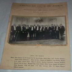 fotografie banchet American Club of Paris 1927 personalitati per. interbelica