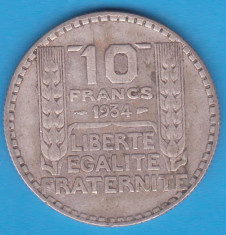 (1) MONEDA DIN ARGINT FRANTA - 10 FRANCS 1934, 10 GRAME foto