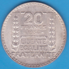 (4) MONEDA DIN ARGINT FRANTA - 20 FRANCS 1934, 20 GRAME foto