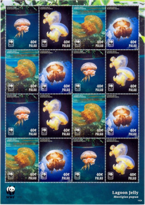ST-161=PALAU 2006=WWF-viata marina-Bloc de 4 serii a cate 4 timbre nestampilate foto