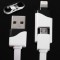 Cablu de Date 2 in 1 iPhone 5/6 + Micro USB Alb/Negru Bulk