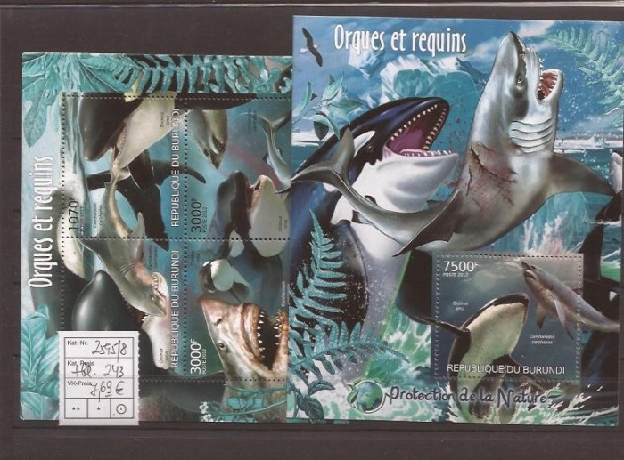 Burundi - Shark si Orca 2595/8+bl.243