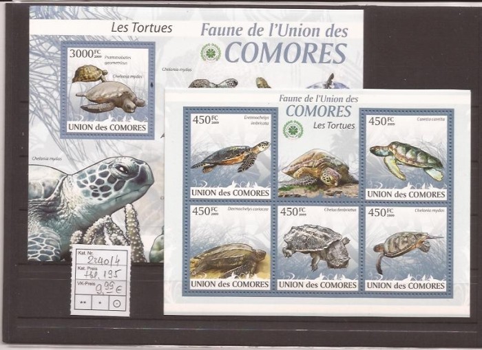 Comores - turtles 2340/4+bl.195