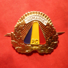 Insigna Sapca Politia Comunitara , metal si email , dim.=4,8x4,2 cm