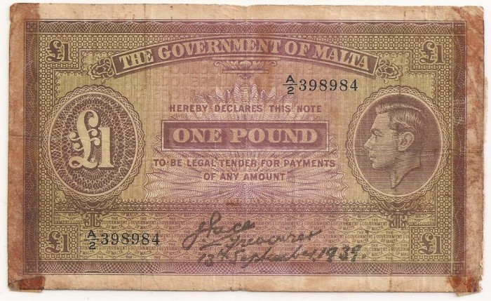 MALTA 1 POUND 1939 U