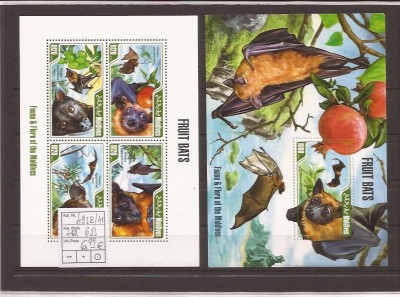 Maldives - fruit bats 4938/41+bl.653 foto