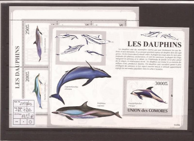 Comores - dolphins 2198/03+bl.486 foto