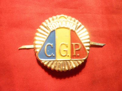 Insigna Sapca CGP -Corp Gardieni Publici , metal si email , d =4,2 cm foto
