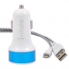 Incarcator Auto iPhone 6 / 6 Plus/New iPad Lightning Melkco USB Albastru 2.1A (cablu inclus) foto