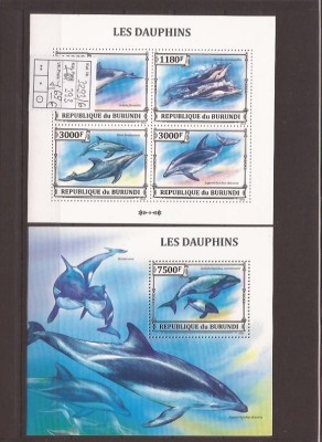 Burundi - dolphins 3293/6+bl.393 foto