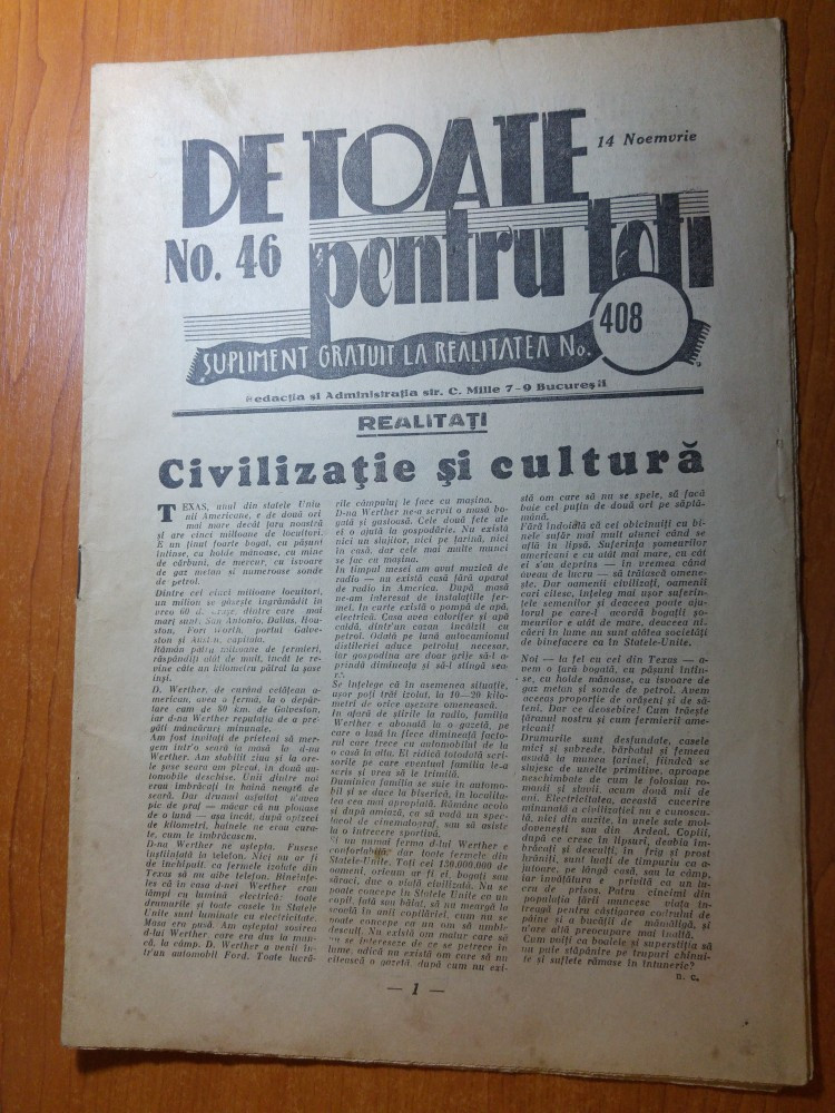 Revista de toate pt toti 14 noiembrie 1937 | Okazii.ro