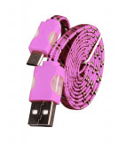 Cablu de date Snur MicroUSB cu LED Roz