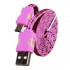 Cablu de date Snur MicroUSB cu LED Roz