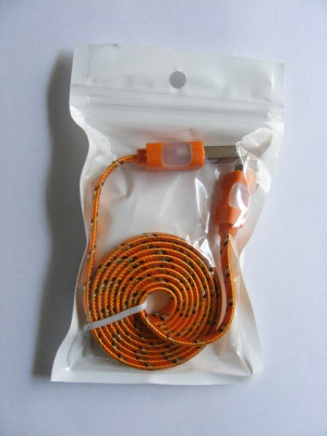 Cablu de date Snur Apple iPhone 5 cu LED Orange foto