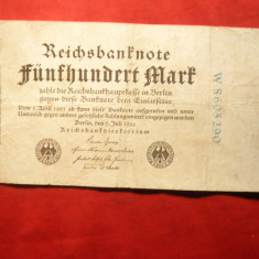 Bancnota 500 Marci unifata 1922 Germania , cal.medie