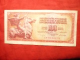 Bancnota 100 Dinari 1986 Yugoslavia , cal.medie-Buna ,cu fir control