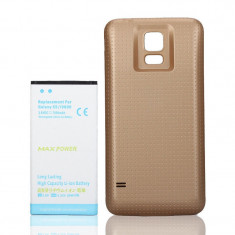 Baterie extinsa 7000 mah + capac auriu dedicat Samsung Galaxy S5 G900 i9600 foto