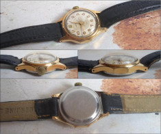 Ceas vechi de dama VESNA, placat cu aur, 17J, functional foto