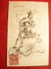 Felicitare An Nou - clasica Franta ,cu vigneta ,circulat 1907, Circulata, Printata