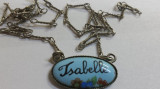 Splendid Delicat si Vechi Medalion Email Franta Vintage inscriptionat Isabelle