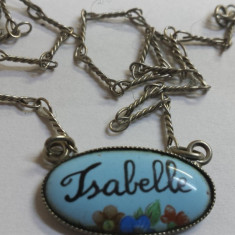 Splendid Delicat si Vechi Medalion Email Franta Vintage inscriptionat Isabelle