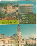 CPI (B6391) CARTE POSTALA - ARAD: PALATUL CULTURAL, HOTEL ASTORIA, CONSILIUL POP