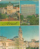 CPI (B6391) CARTE POSTALA - ARAD: PALATUL CULTURAL, HOTEL ASTORIA, CONSILIUL POP