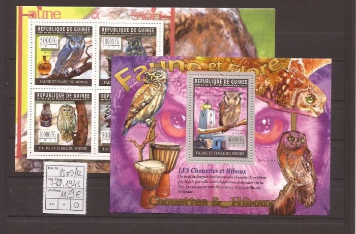 Guinea - owls 8309/12+bl.1943