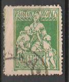 TIMBRE 136, ROMANIA, 1921, ASISTENTA, 10 BANI, EROARE, DANTELURA DEPLASATA., Stampilat