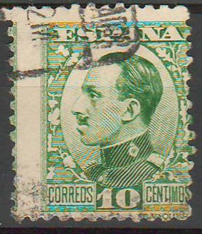 TIMBRE 135, SPANIA, 10 CENTIMES, EROARE, PERFORATIE DEPLASATA.