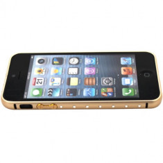 Bumper plastic auriu gold cristale pentru iphone 5 + folie ecran cadou foto
