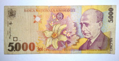 Bancnota Romania 5000 lei 1998 - circulata foto
