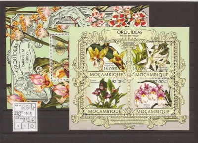 Mozambik - orchidees 6284/7+bl.708 foto