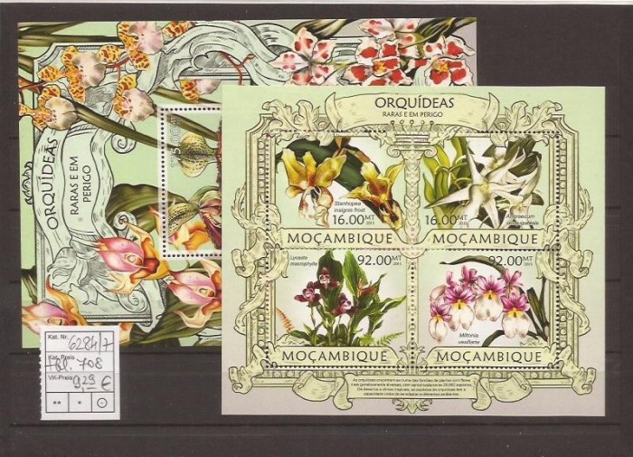 Mozambik - orchidees 6284/7+bl.708